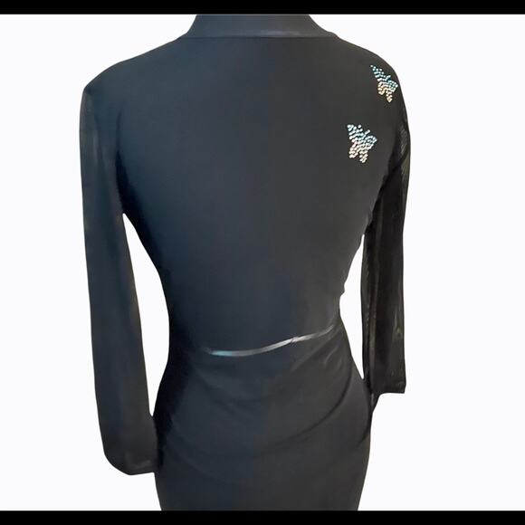 Vtg 90s Y2K Deadstock Sheer Illusion Top with Rhinestone Butterfly Shirt - Picture 7 of 11